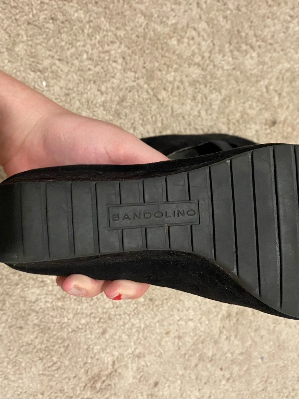 Bandolino Black Women's Wedge Slip-On Shoes